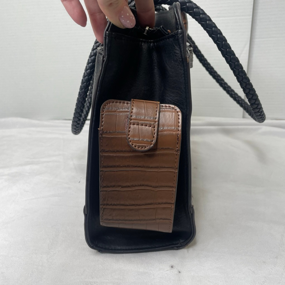 Women's Unbranded Unique Black Shoulder Bag with Brown Accents - Picture 5 of 13